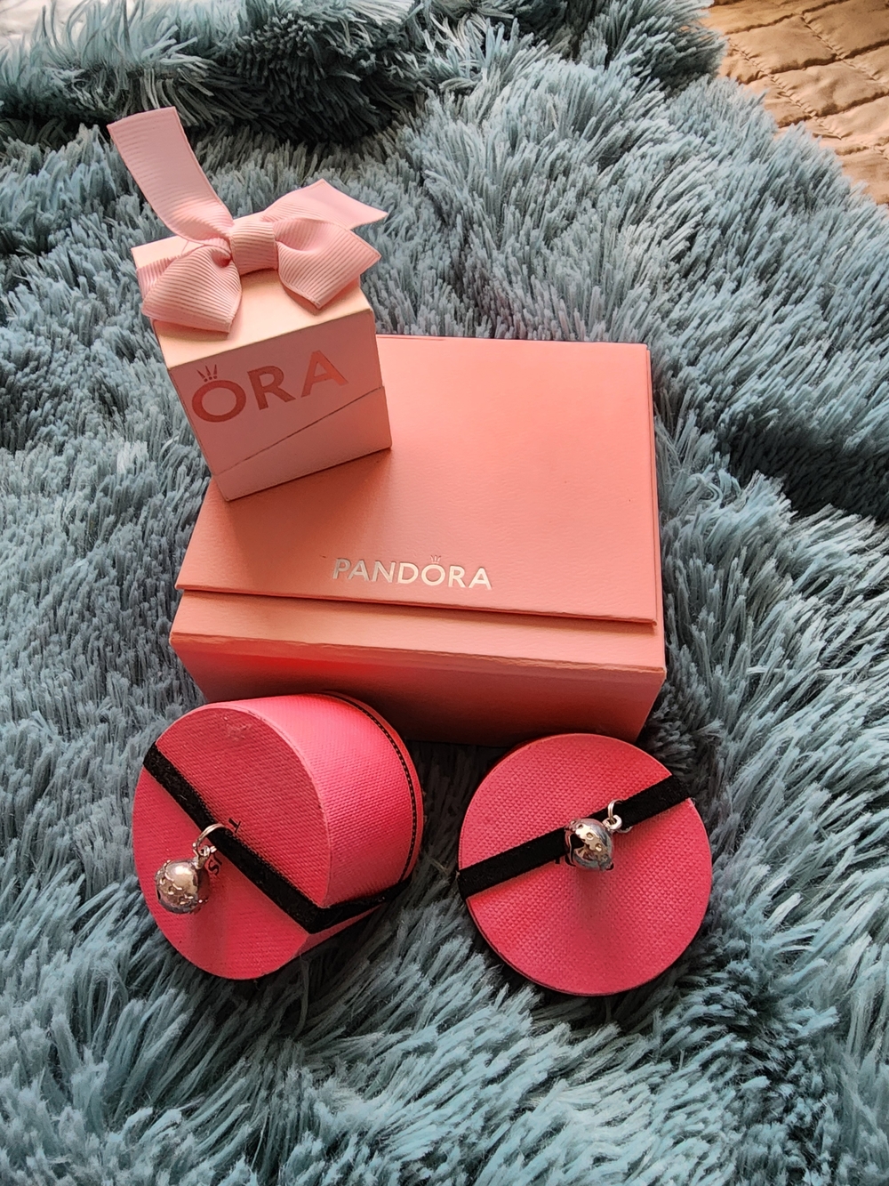 Pandora Pink Jewelry Boxes with Silver Charm Accents